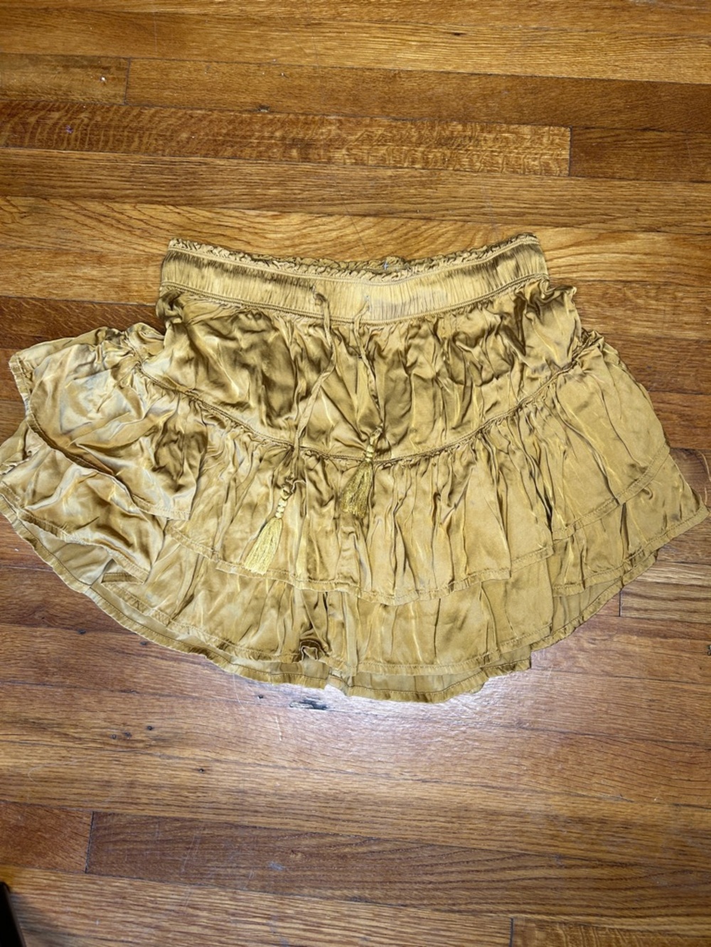 aerie Mustard Ruffled Tiered Mini Skirt